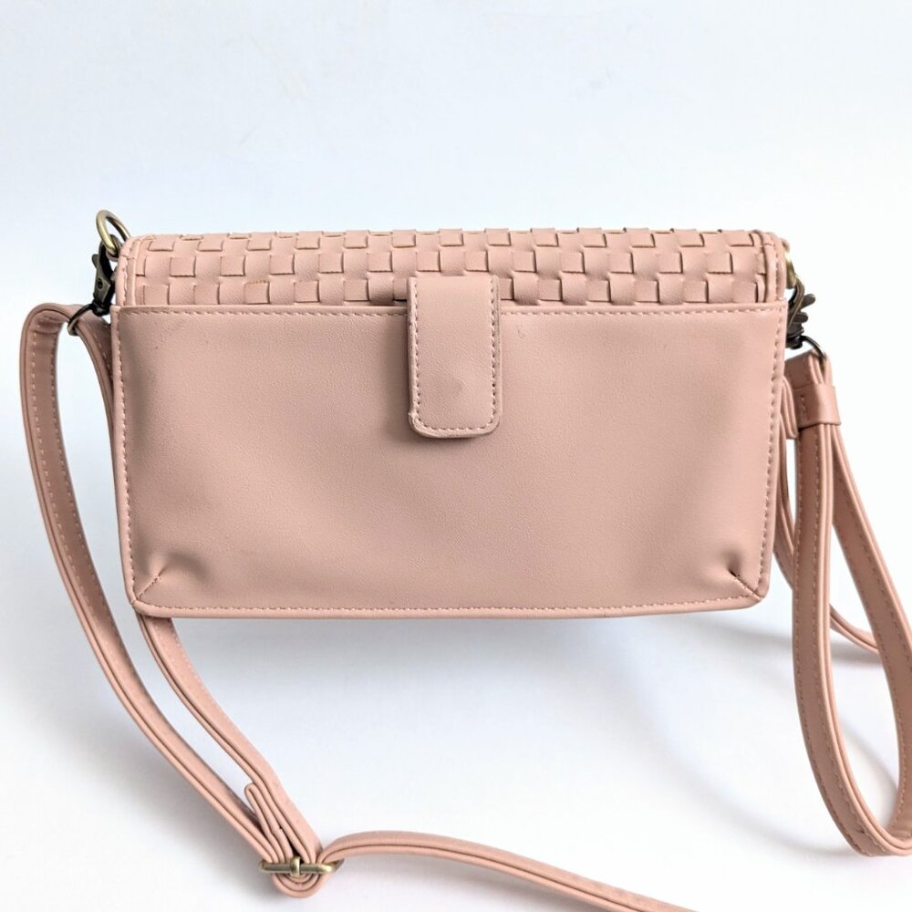 Joy Susan Pastel Pink Woven Crossbody Clutch Purse Wristlet Feminine Small Girly - Picture 7 of 12